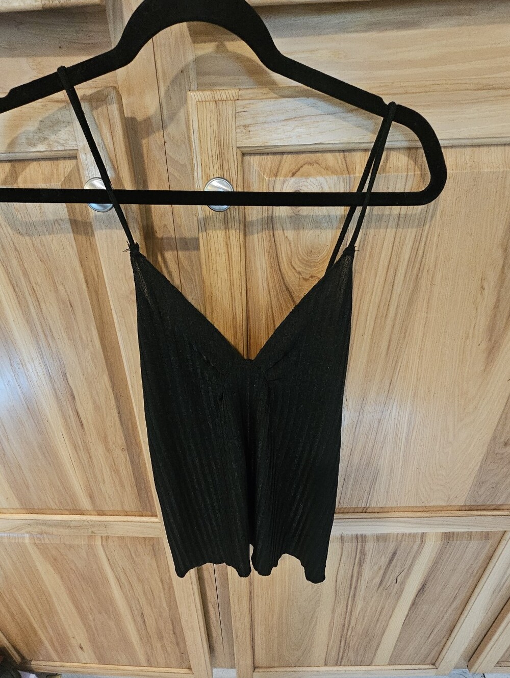 Icing Black Ribbed V-Neck Spaghetti Strap Camisole